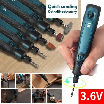 고속 무선 전기 연마기 드릴 세트, 3.6V 미니 강력한 조각 펜, 충전식 배터리, 전기 회전 조각 도구
