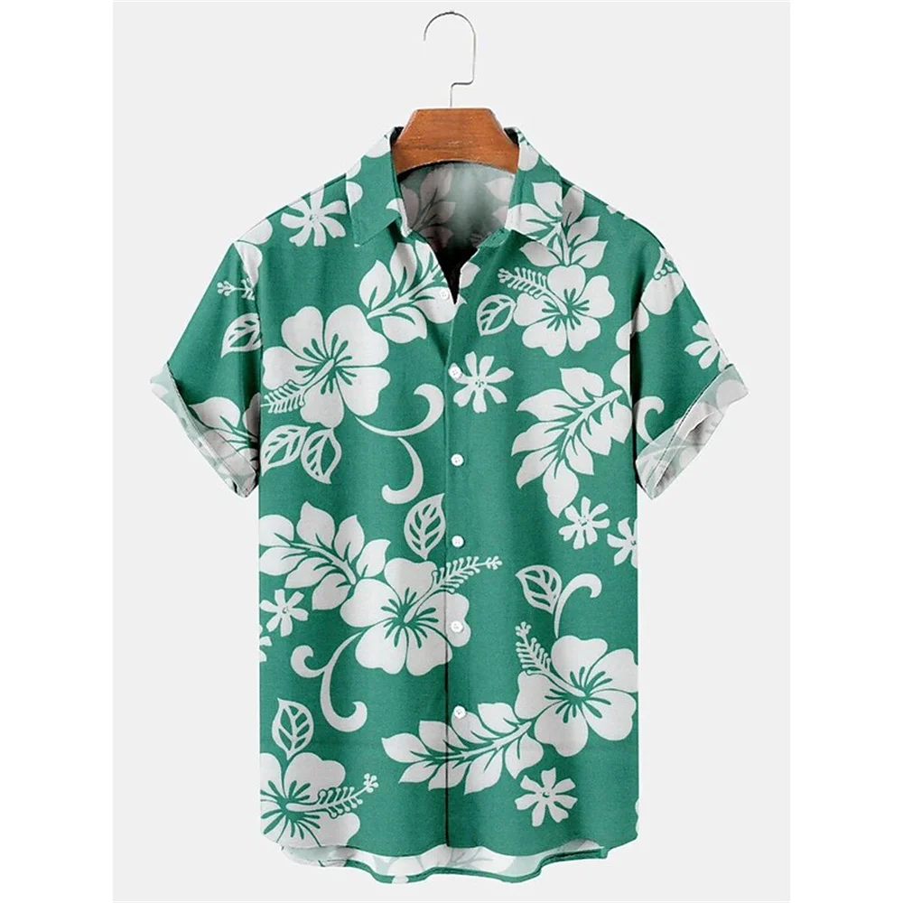 Hawaiian Male Social Floral Shirt For Blouse Men 3D Camisas Casuais Print Slim Fit Men's Street Casual Short Sleeve Clothing 3