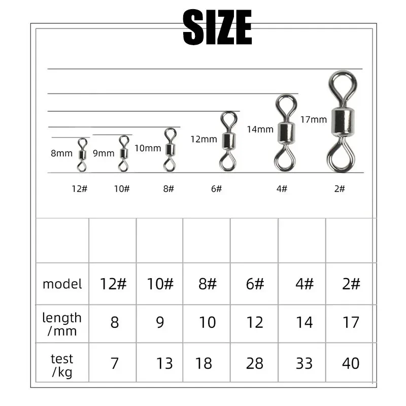 Fishing Swivels Kit Ball Bearing Rolling Swivel Fishing Tackle Saltwater Freshwater Line Connectors for Carp 200-500Pcs