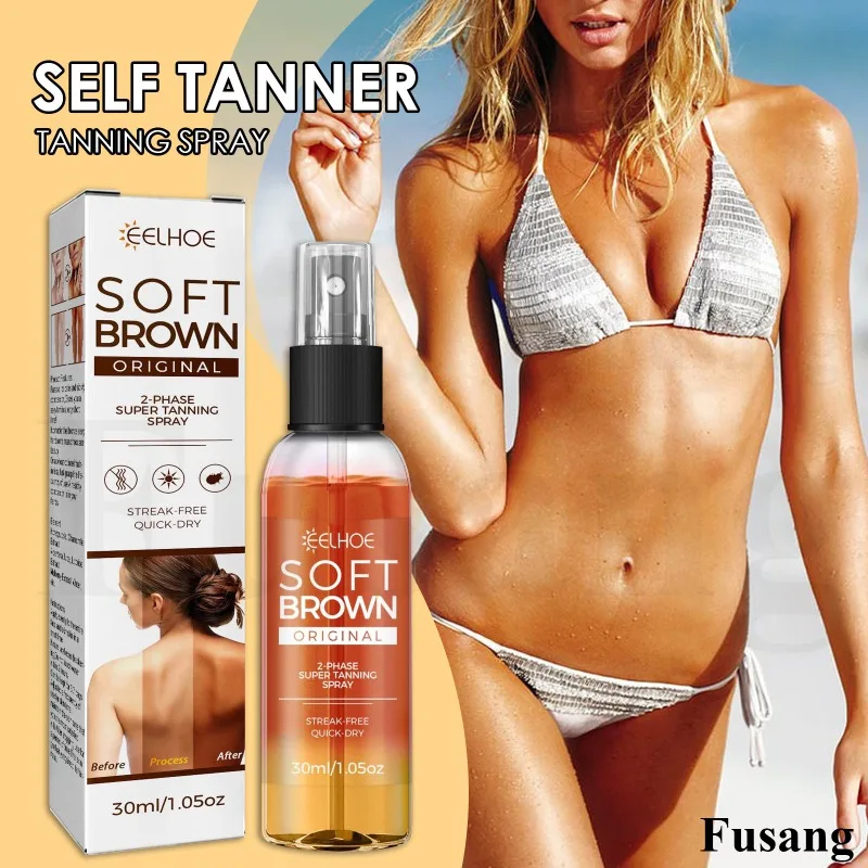 Brown Natural Tanning Spray Woman Tanning Accelerator Summer Outdoor Quick Body Bronzer Serum Men Bronzing Powerful Tan Cream powerful led display multi ports usb quick recharger car bt fm mp3 player