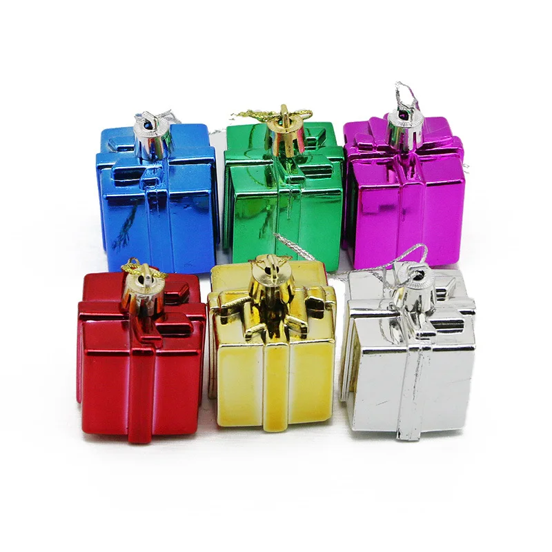 6 Pcs/pack) 5.5cm Gift Box Hanging Decoration Mini Plastic Boxes