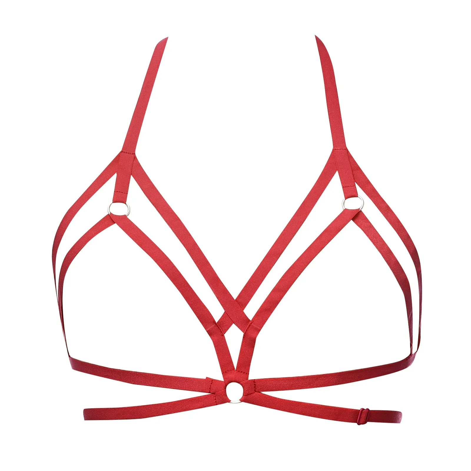 Sexy Bandage Lingerie Hollow Harness Lingerie Bustier Elastic Cupless Bras Hollow Out Elastic Strap Harness Bra For Women