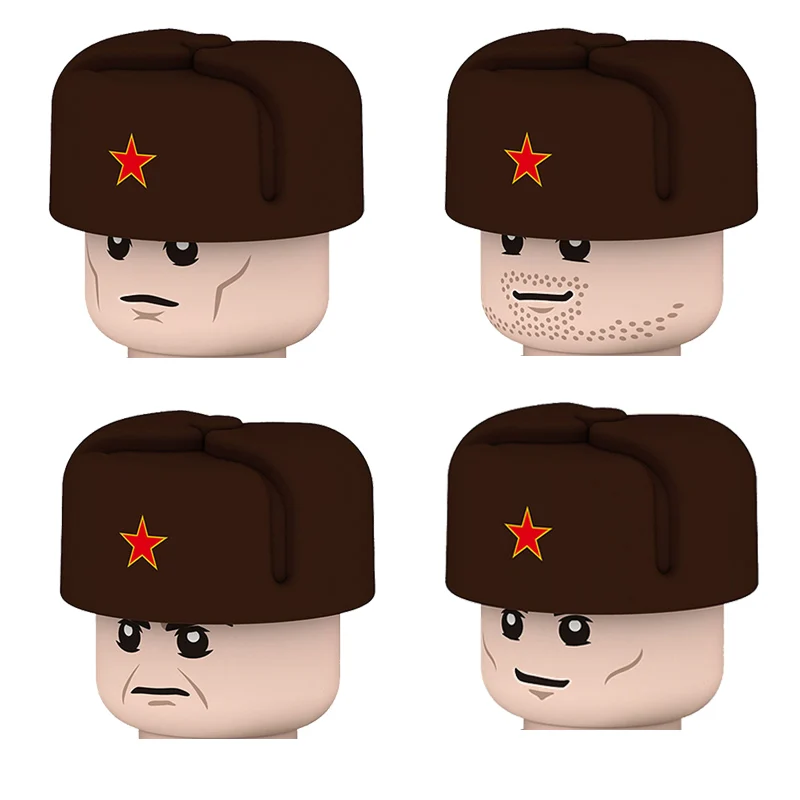 WW2 Army Military Soviet Union Soldiers Figures Building Blocks Russian Volunteers Two Color Weapons Guns Parts Mini Bricks Toy |