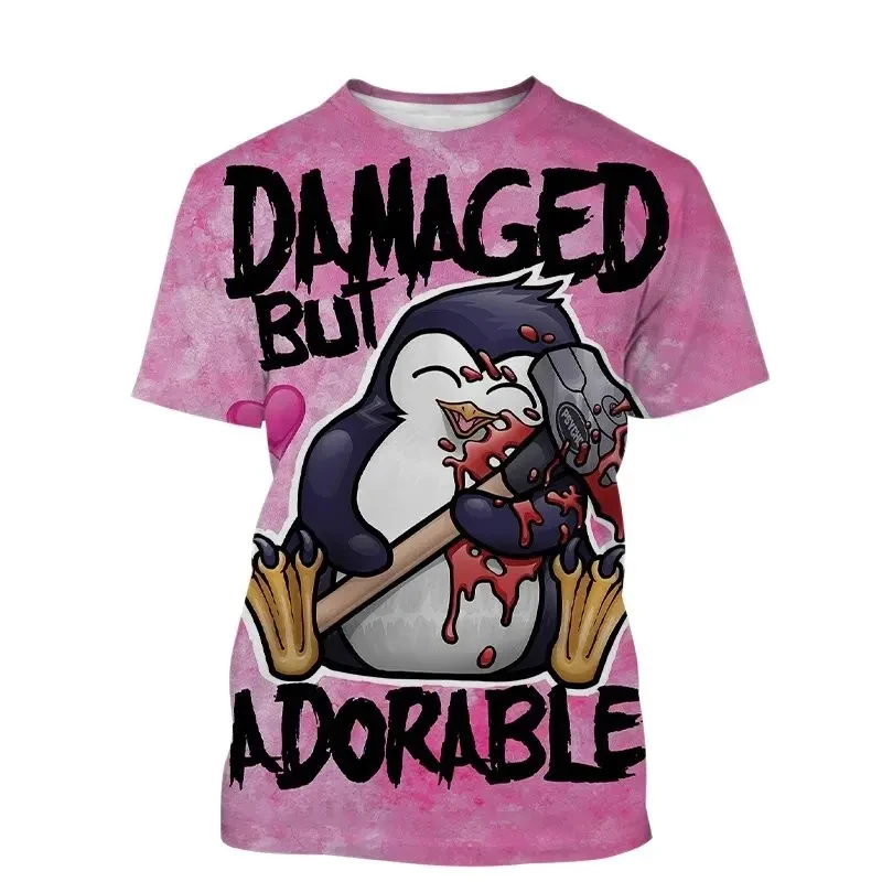 

Funny Crazy Penguin 3D Printed T Shirt Men Cartoon Animal Harajuku Fashion Kids Tee Casual O-neck Streetwear Oversized Y2k Tops