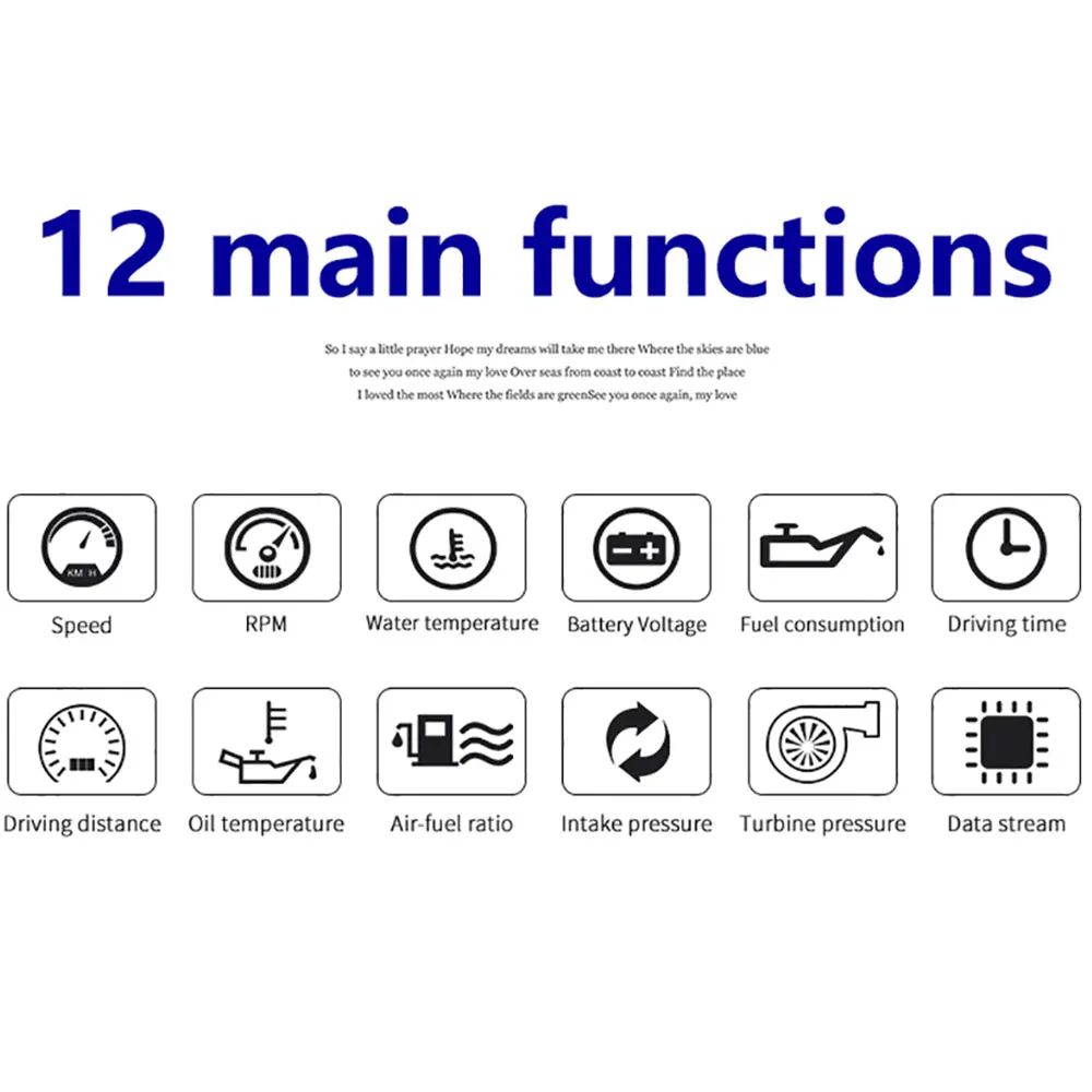 AD OBD2 ڵ  ÷, HUD Ʈ ڵ AFR    µ ͺ RPM ,   Ÿ  溸, ڵ 跮