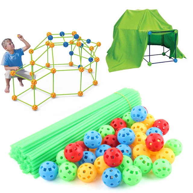 DIY Beaded block tent for Kids Construction Fort Building Blocks