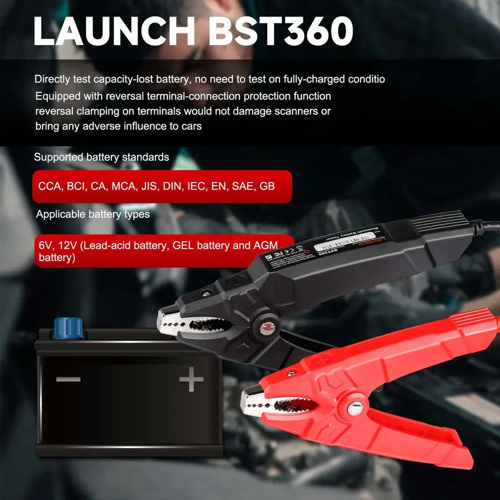LAUNCH 테스트 배터리 분석기 BST-360, 6V 12V 전압 배터리 테스터, X431 V/V +/PRO3S + Adnroid / IOS 휴대폰용 충전, X431 BST360