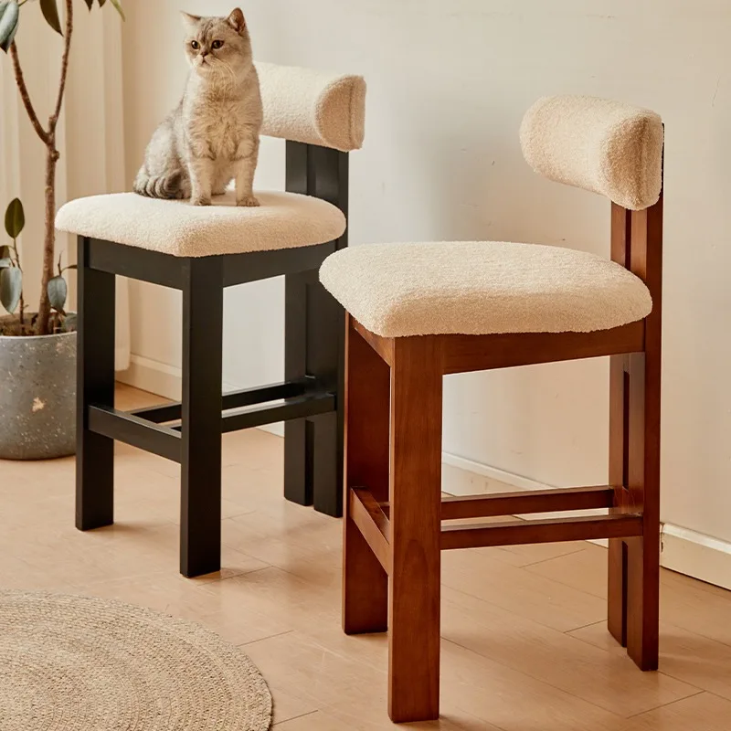 Home Bar Chair Kitchen Counter Stools High Elegant Bar Chair Nordic Style Dining Wooden Modern Luxury Tabouret De Furniture