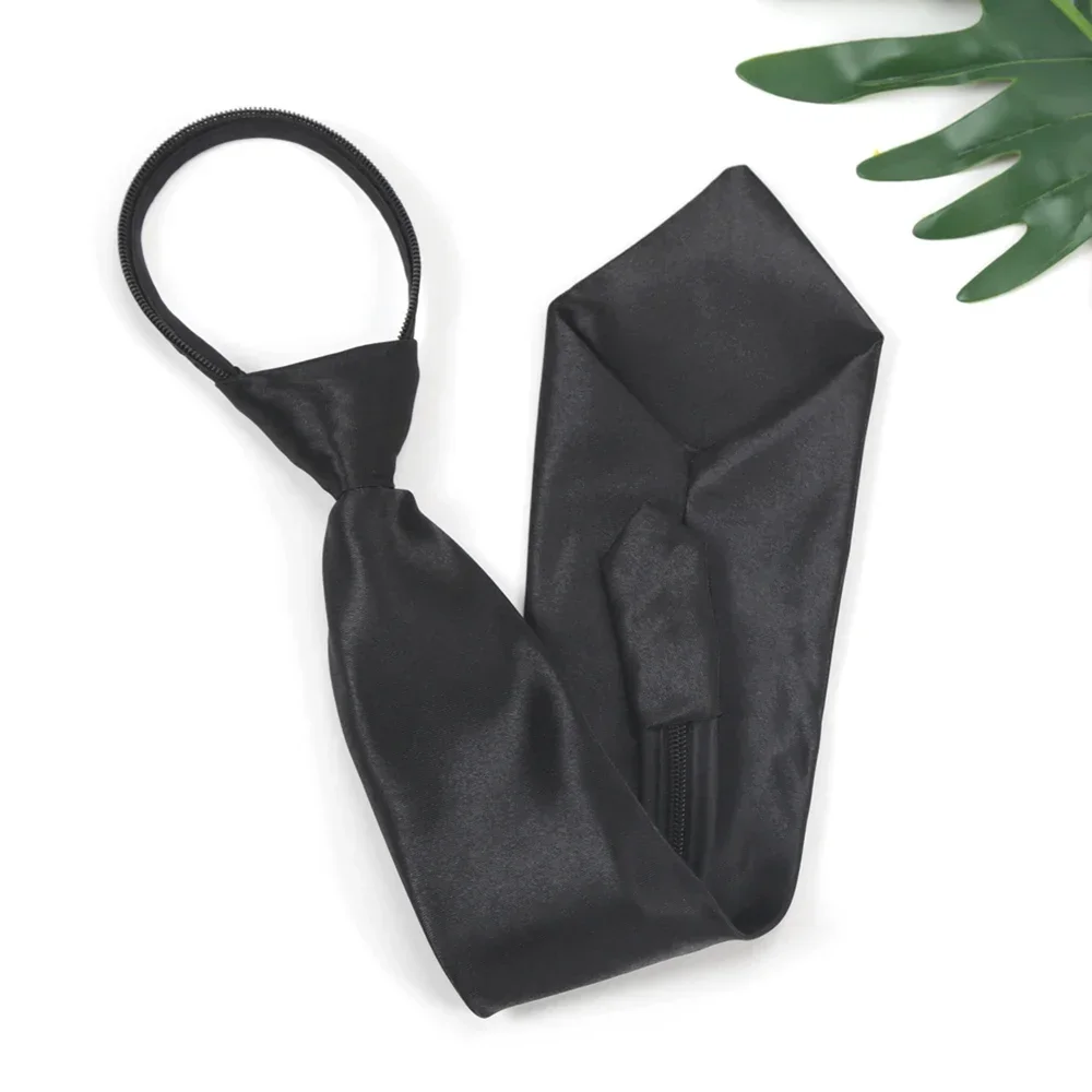 Women Zipper Ties Black Retro Silky Narrow Men Neck Tie Slim Smooth Bow Tie Korean Style Simple Elegant All-match Trendy neck tie