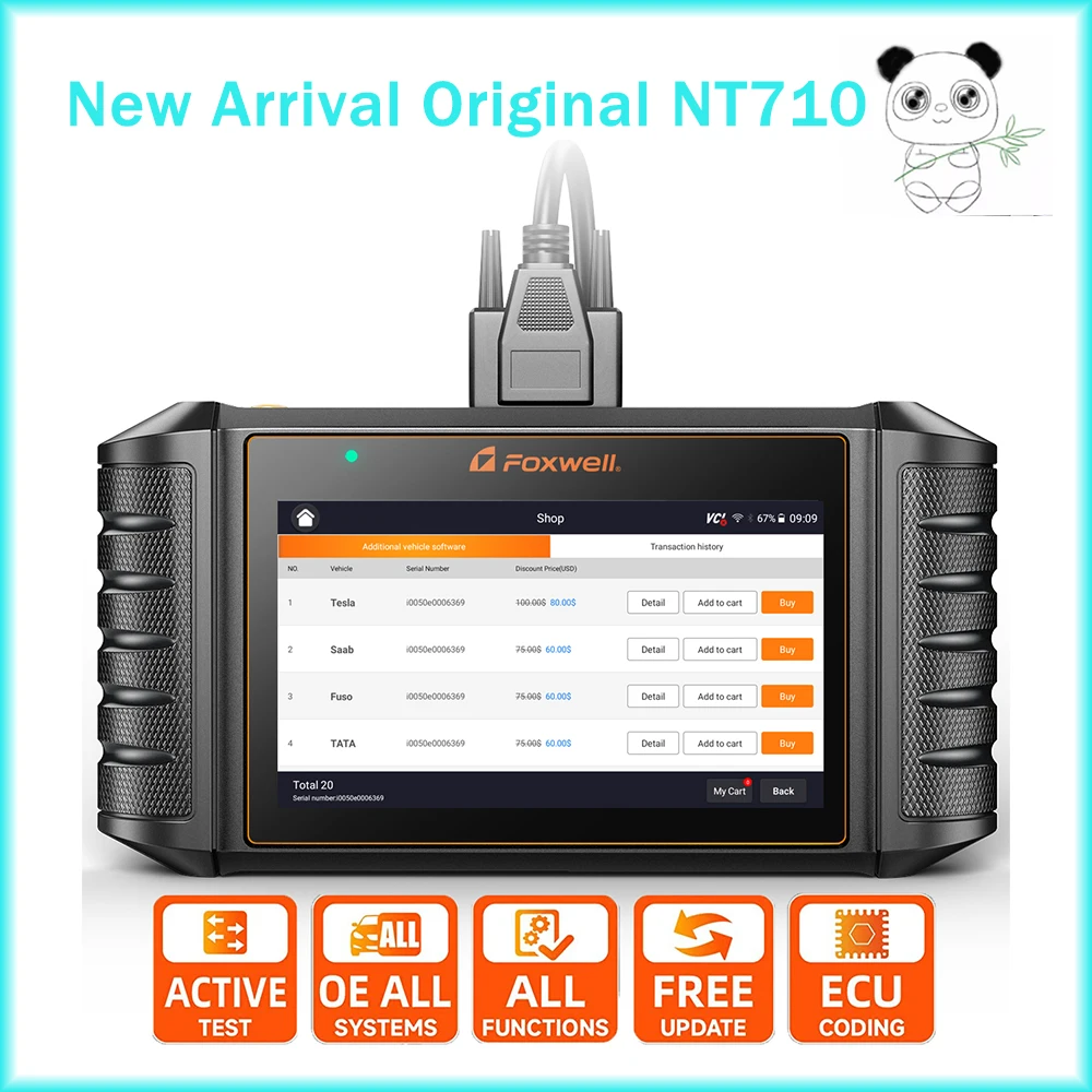 

Диагностический сканер FOXWELL NT710 OBD2, считыватель кодов автомобиля, кодирование ЭБУ, полная система, двунаправленное тестирование, ODB OBD2, Автомобильный сканер