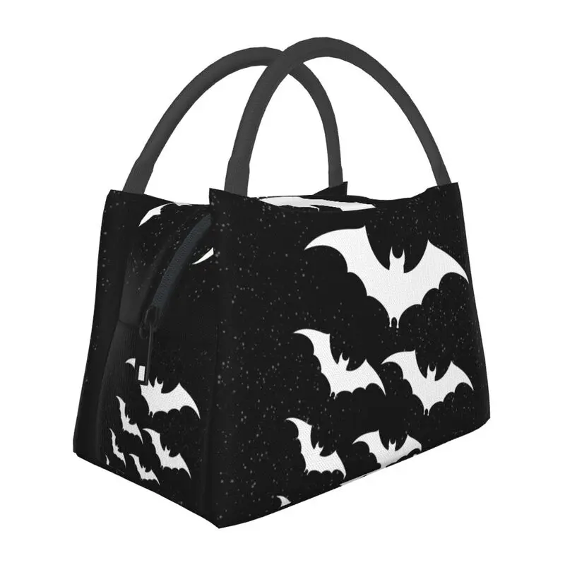 

Bats In The Night Insulated Lunch Bags Women Resuable Halloween Goth Occult Witch Cooler Thermal Bento Box Beach Camping Travel