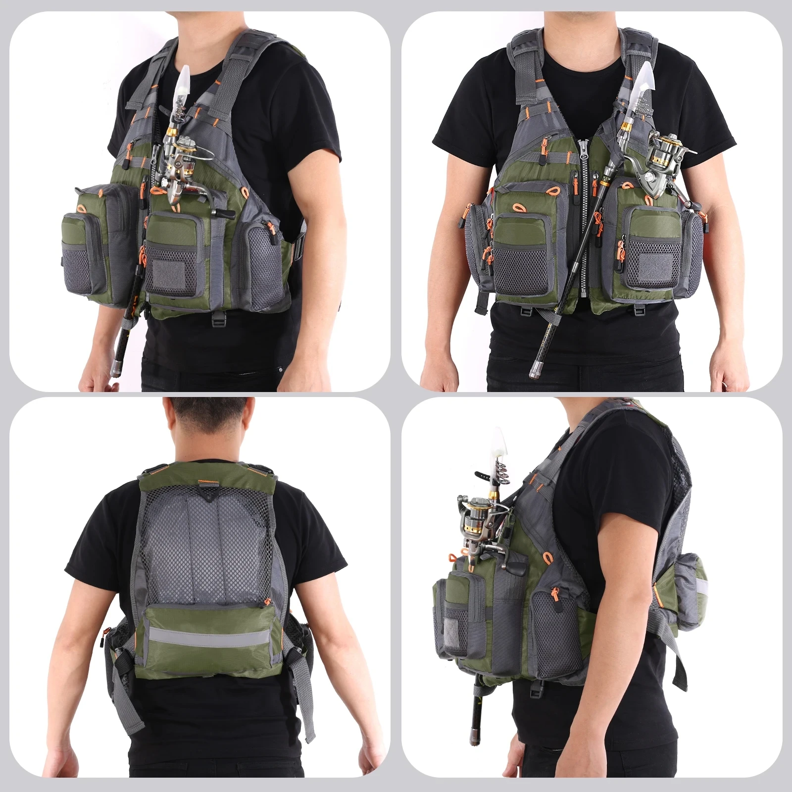 3 In 1 Mesh Fly Fishing Vest and Backpack Breathable Men Outdoor Fishing  Safety Life Jacket Fisherman Multifunctional Vest