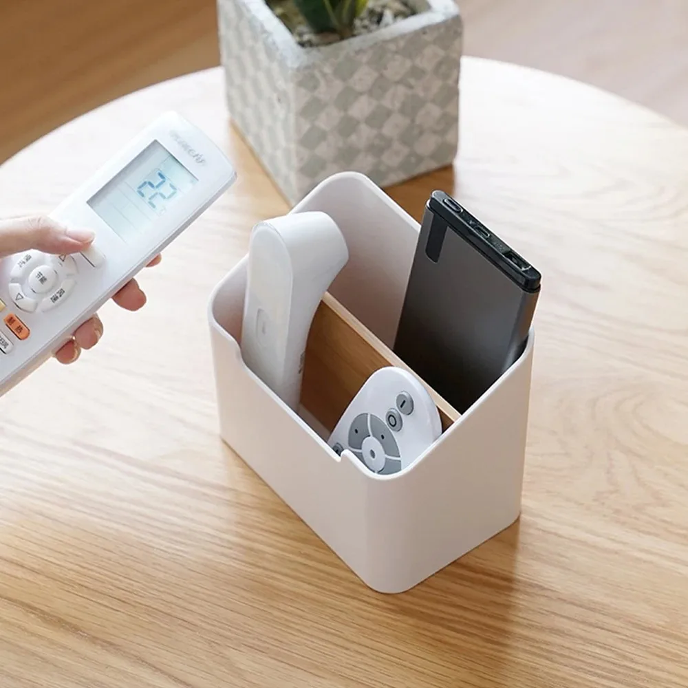 2/4 Grids Multi Functional Desktop Bamboo And Wood Compartment Storage Box With Detachable Bamboo And Wood Partitions 6