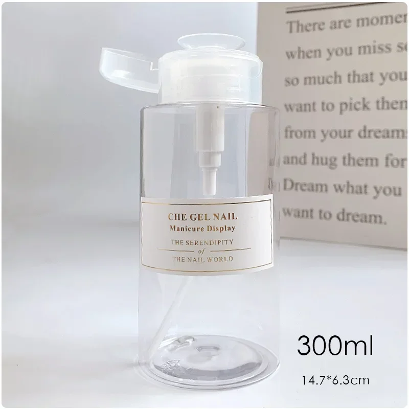 3 Sizes (120/200/300ML) Refillable Portable Press Dispenser Bottle | Leak-Proof Plastic Container for Nail Polish Remover