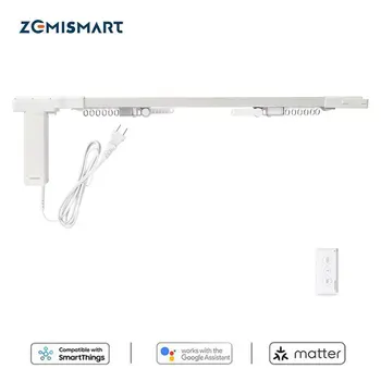 Zemismart Matter Over Thread Smart Electric Curtain Motor with Splicing Track Siri SmartThings App Google Home Control 1