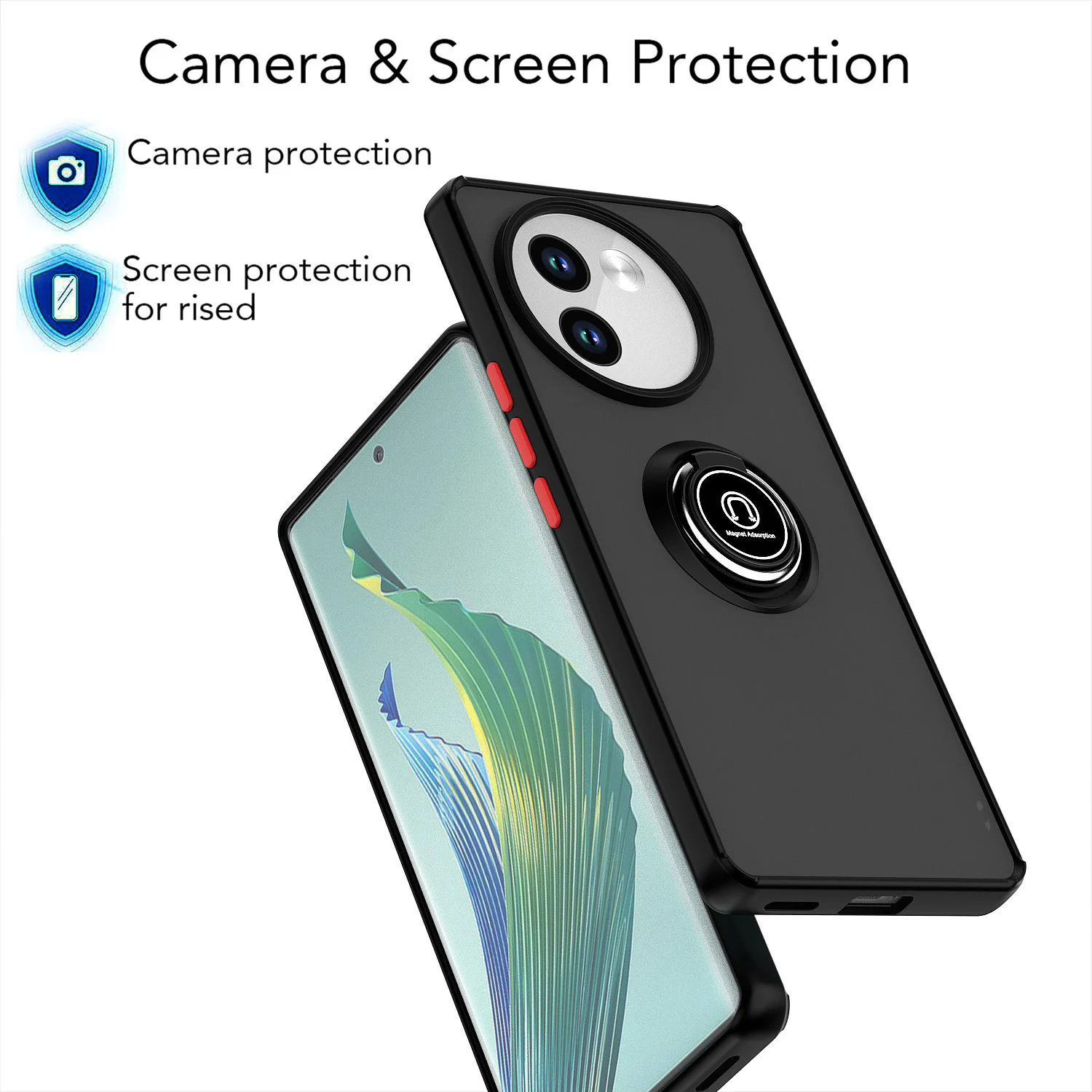 Armor Matte Case with Ring Magnetic Holder Stand - Shockproof and Stylish Protective Cover