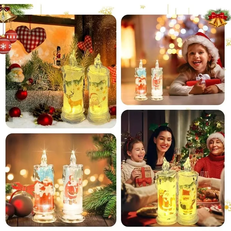 Christmas Santa deer LED Dripping Candle Emitting Color:Style H-4PCS 5