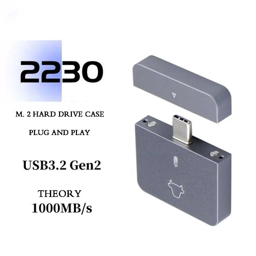 

M.2 NVMe 2230 SSD Enclosure USB C Adapter 10Gbps USB3.2 Gen2 External Case Box For M2 2230 NVMe SN740/SN530 520/PM991a/BG4/BC711