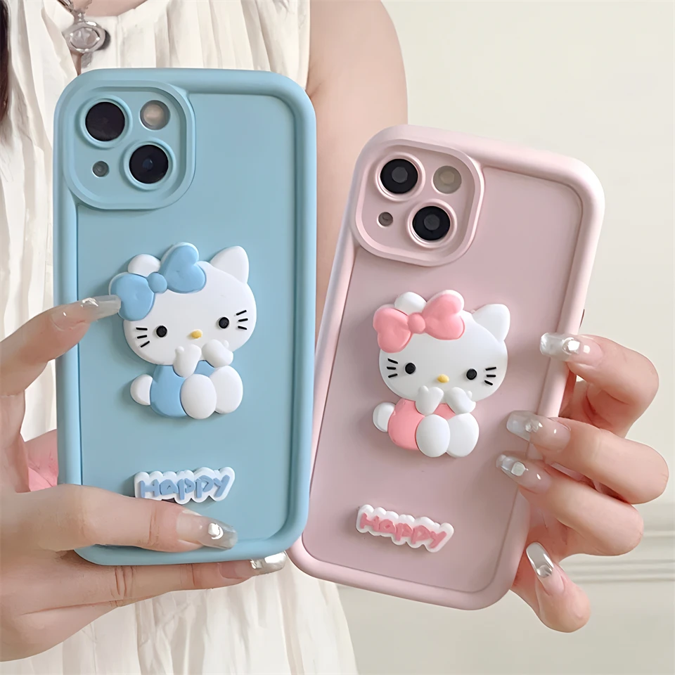 Original Kawaii Sanrio Hello Kitty Case For iPhone 15 14 13 12 11 Pro Max Plus X XR XS 7 8 Plus