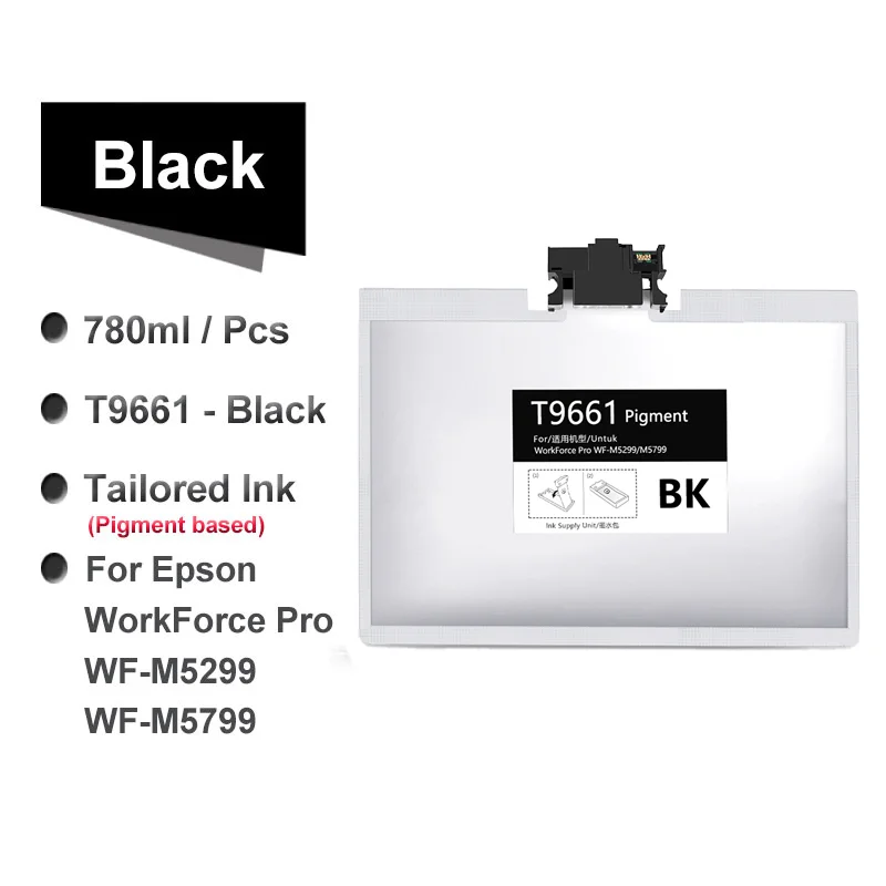 Ink Pack Ink Bag With Chip For Epson WorkForce Pro WF-M5299 WF-M5799 Inkjet Printer Use For Europe for Epson T9641 T9651 T9661