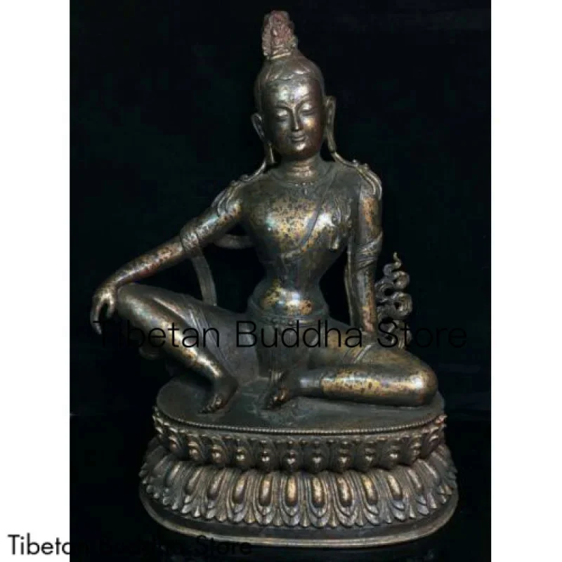 

18.8" Antique old temple Tibetan Buddhism dynasty bronze Free Guanyin statue