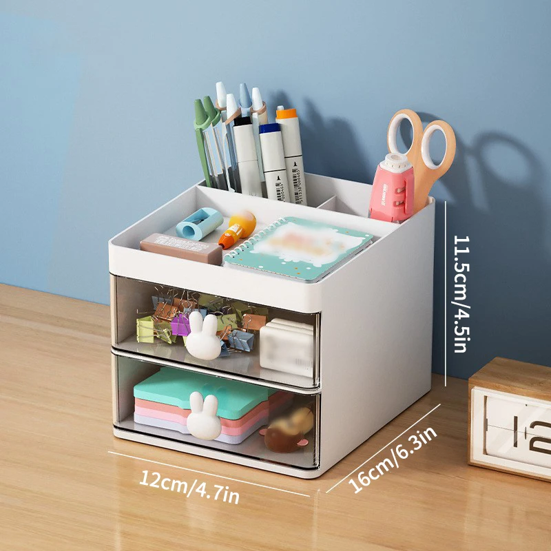 Stationery Organizer 1PC Cartoon Storage Box Large Capacity Pen Holder Multi-functional Makeup Brush Storage Student Office Supplies