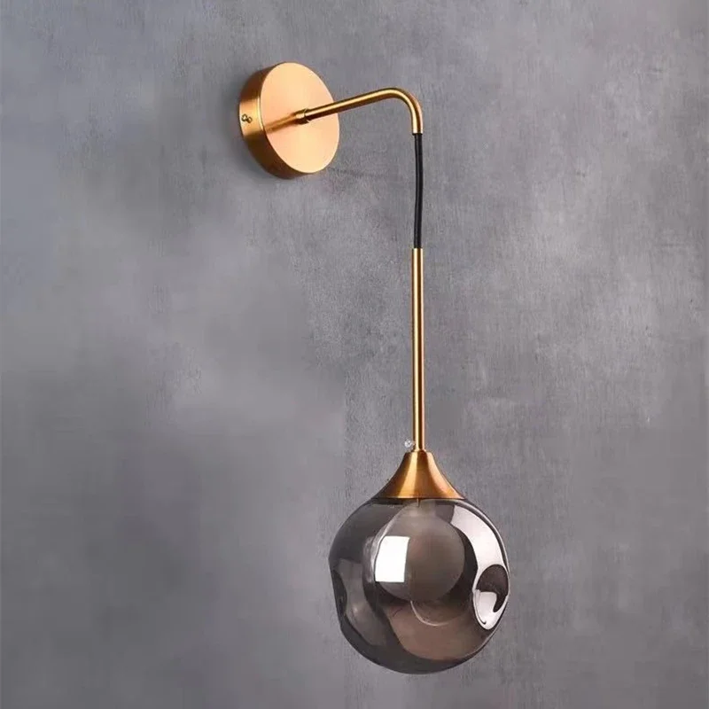 Modern Led Wall Lamp Glass Ball Gold Sconce Lighting Indoor Living Bedroom Kitchen Fixture Bedside Decor Luminaire Nordic Light