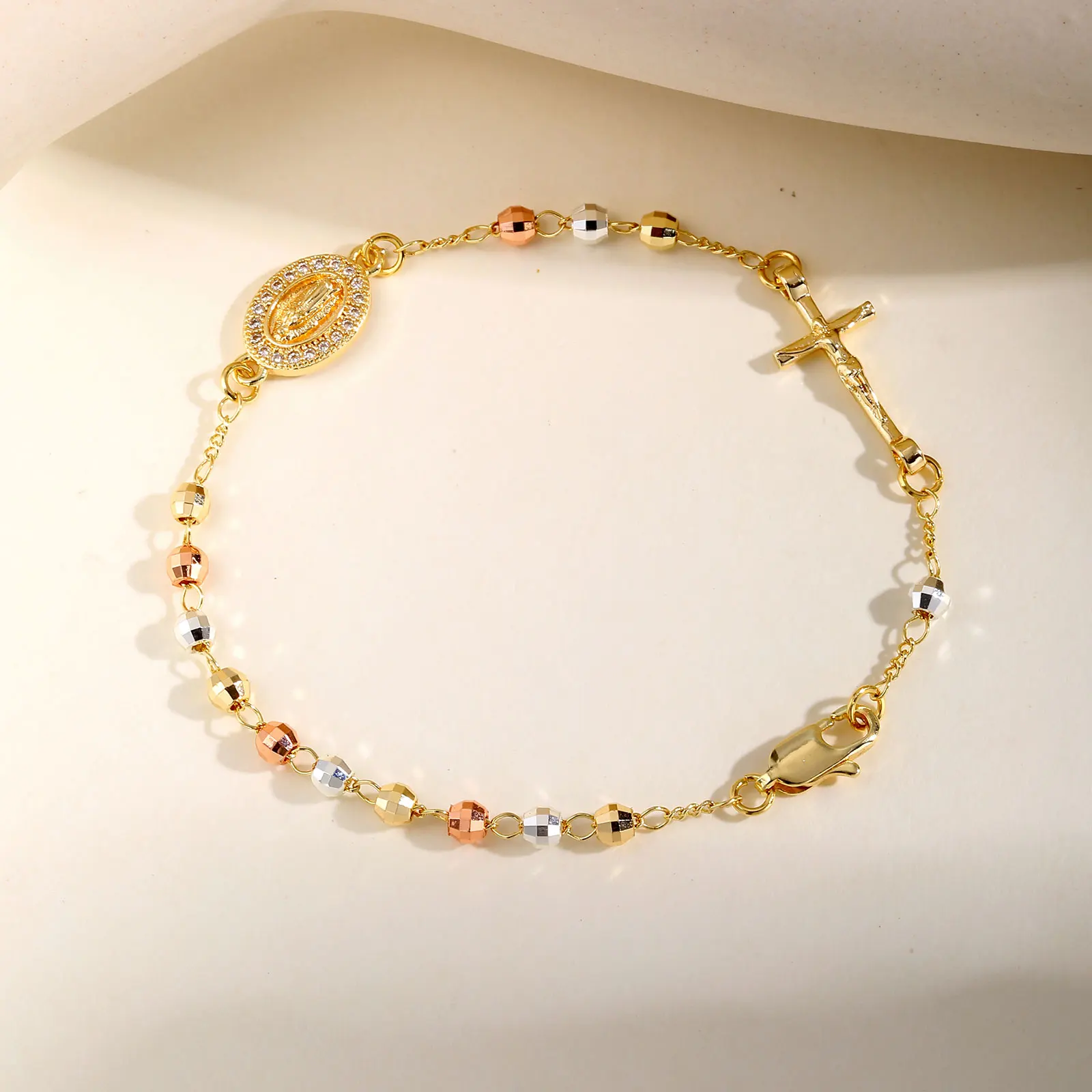 Pulsera Rosario Virgen María en Acero Inoxidable - Joyería Espiritual Dalesha