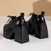 Women Heels Platform Square Lace Up Party Role Play Uniform Dress Shoe Fashion High Trifle Base Leather Loafers Lolita Mary Jane 3