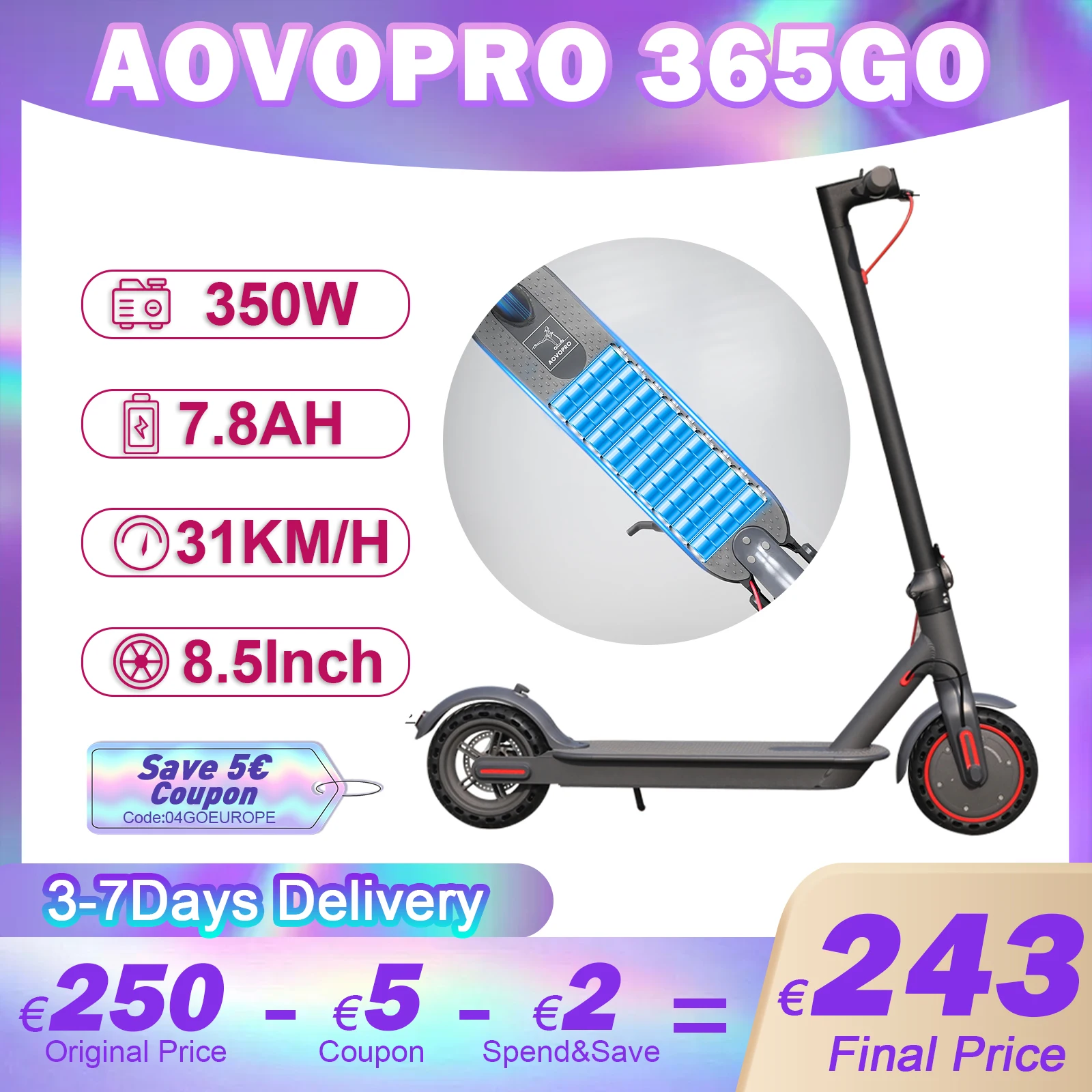 Eu Warehouse Instock E-Scooter 8.5 Pollici 2 Ruote Street Scooter Per M365 Off Road Kick Scooter Elettrici Prezzi In Cina