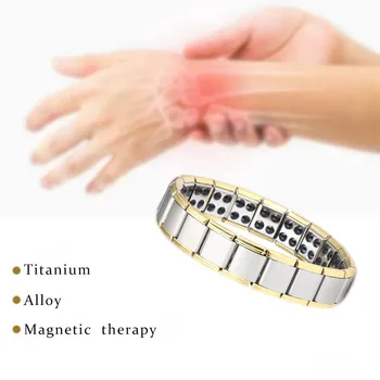 Pulseras magnéticas de acero inoxidable para artritis, brazalete elástico para terapia de alivio del dolor, joyería, salud, adelgazamiento