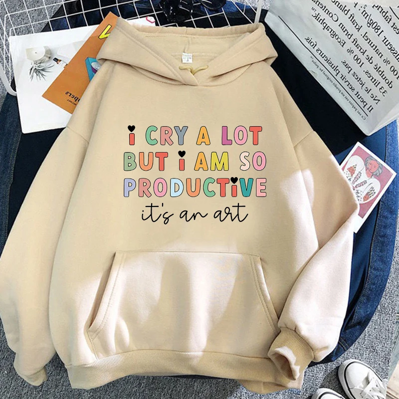 

I Cry A Lot But I Am So Productive TTPD Print Sweatshirts Graphic Hoodies Female/male Sudaderas Autumn Winter Fleece Pullover