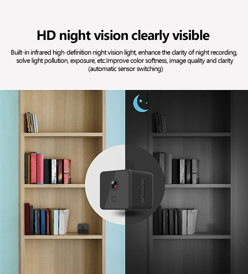 WiFi Camera Mini Camcorder Night Vision Motion Detection DVR Video Voice Recorder Small Cam Sport DV Home Security W19 1080P HD