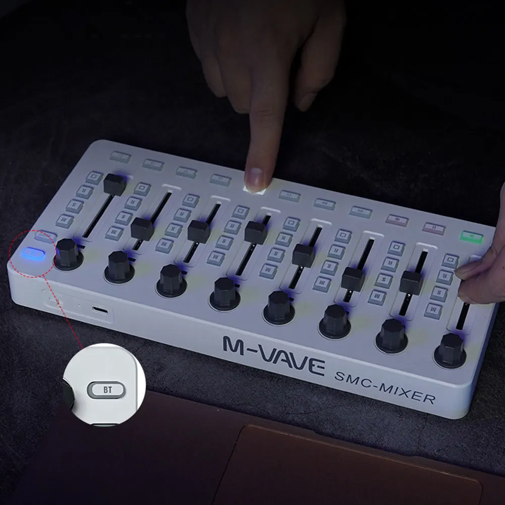 무선 MIDI 컨트롤러 BT 연결 USB 컨트롤러 믹서 DJ 믹서 (윈도우/iOS/안드로이드용)