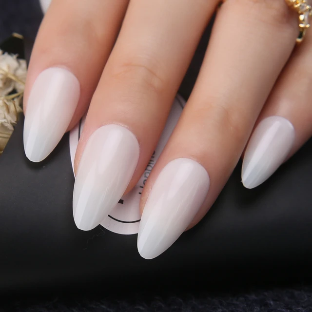 Amazon.com: Coolnail khaki Beige Matte Frosted Stiletto Press on Nail Almond  Shape Fake Nails Faux Ongles Full Cover ABS Wear False Nails Tips : Beauty  & Personal Care