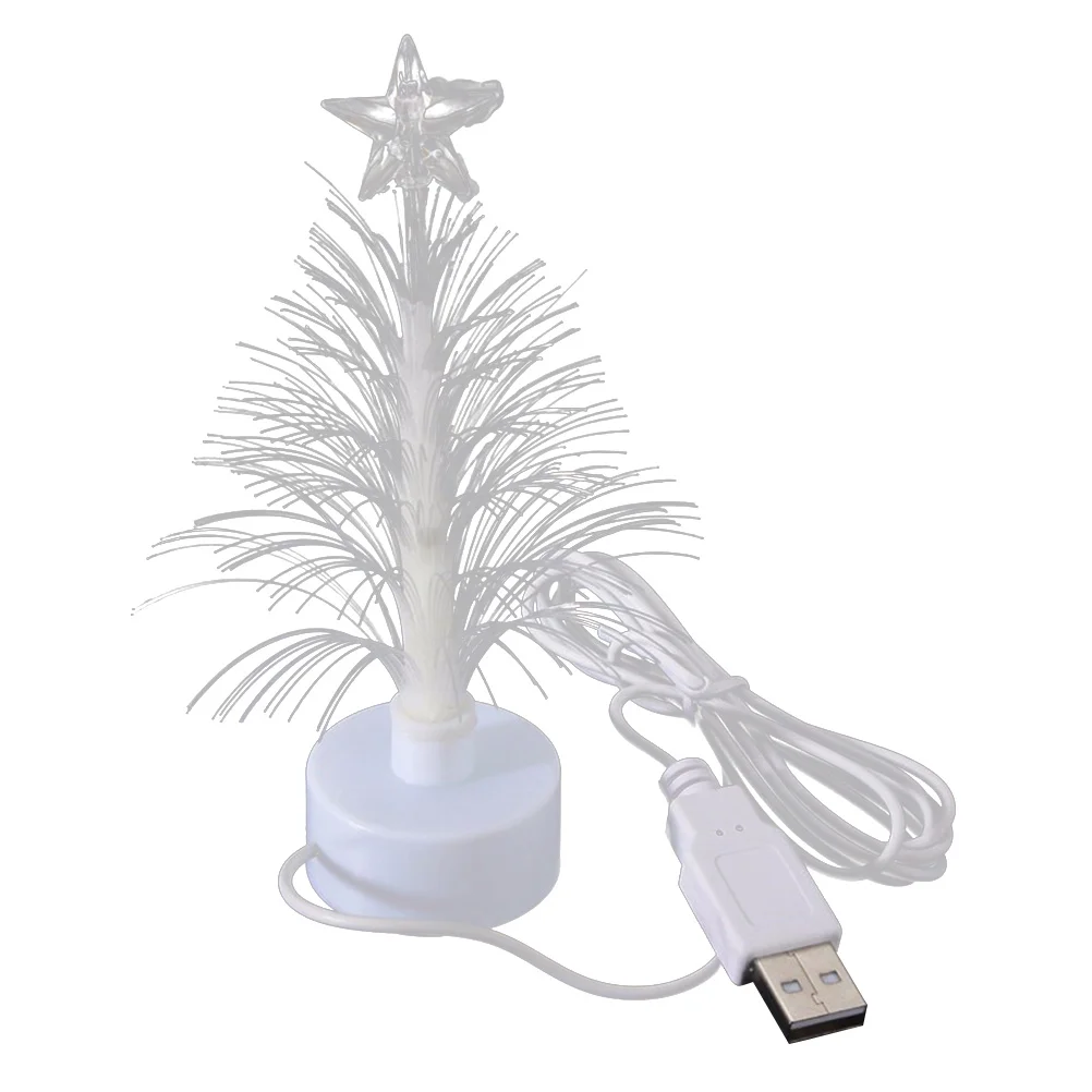 

Mini LED Christmas Tree Night Light Color Changing Fiber Optical Light USB Connection Lamp Festival Decor for Bedroom Shopping