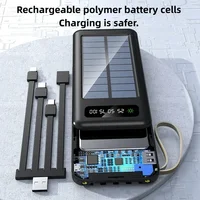 Solar Power Bank 500000mAh Fast Charging Powerbank High Capacity Portable Mobile Power Flashlight Built in 4 Cables Battery - Image 4