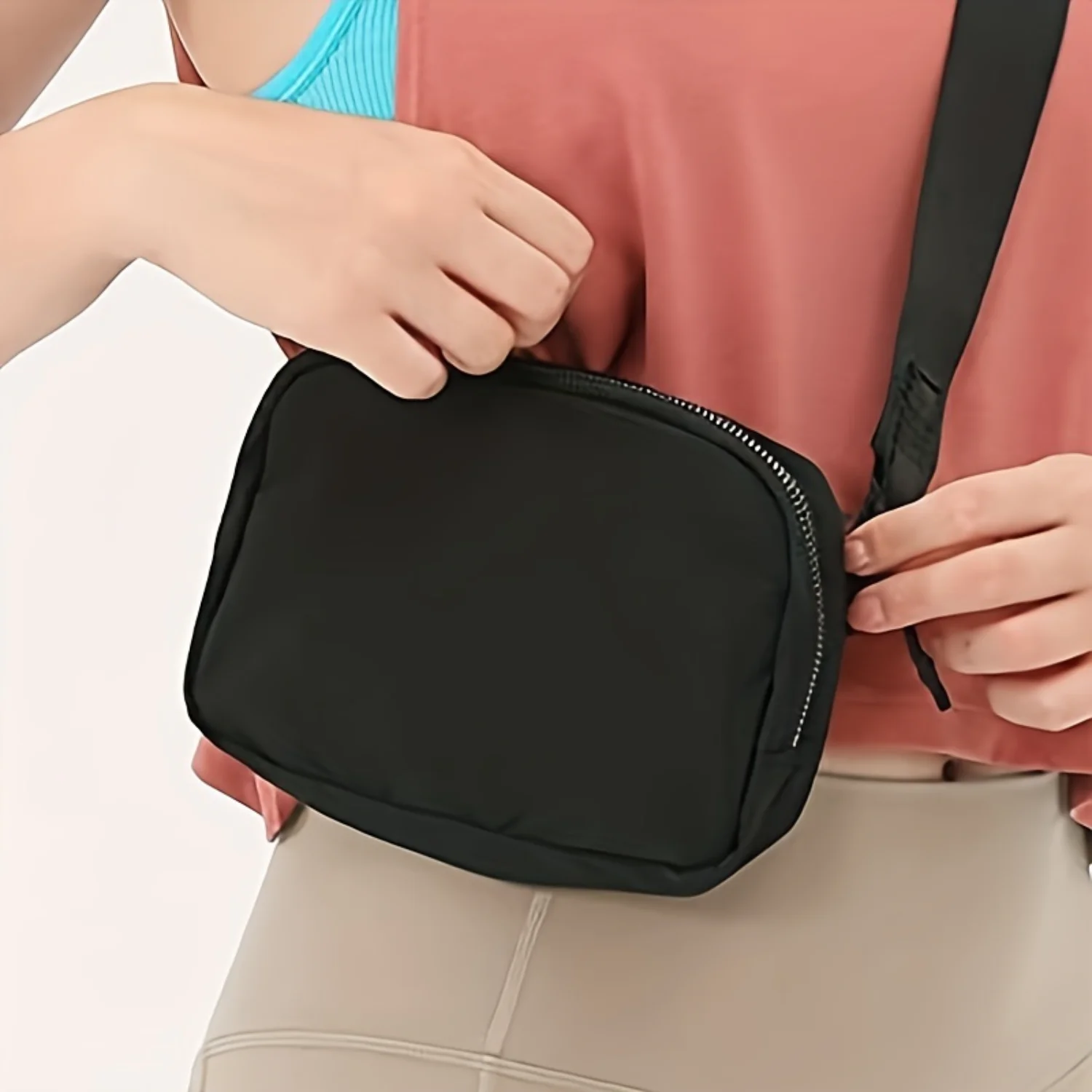 1pc Solid Color Waist Bag With Adjustable Strap, Waterproof Outdoor Sport Crossbody Bag Chest Waist Bag, Simple Durable Cros