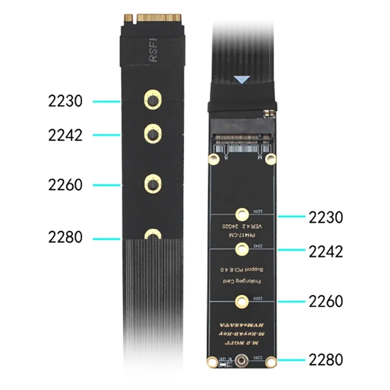 DIGIT-듀얼 프로토콜 PCIE4.0 M.2 M 키 NVME 확장 케이블 라이저 카드 (2230 2242 2260 2280 M.2 PCI-E / M2 NGFF SATA SSD 호환)