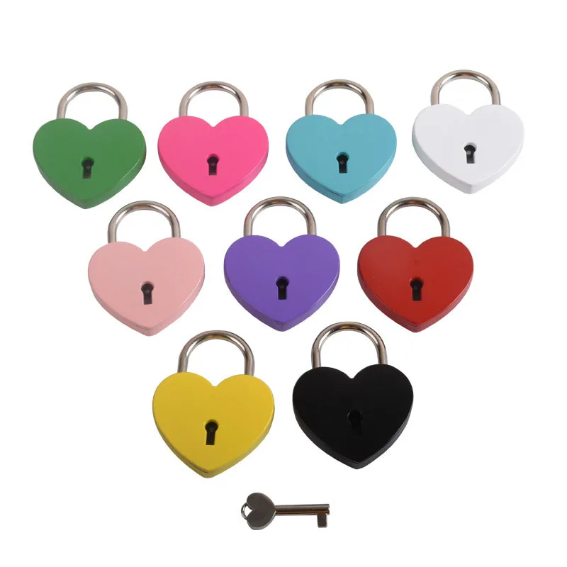 

Couple Love Wishing Lock Vintage Heart Shape Drawer Lock Mini Padlock Bag Travel Suitcase Luggage Box Case Key Lock