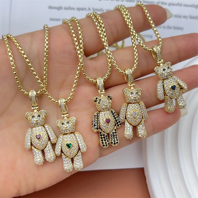 Buy 14K Gold Teddy Bear Necklace Gift for Babies 14K Real Gold Necklace  Online in India - Etsy