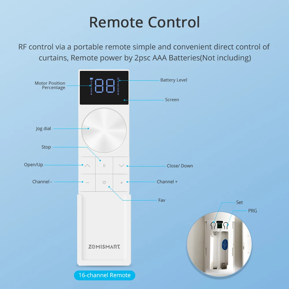 제미스마트 스마트 와이파이 롤러 쉐이드 블라인드 모터 내장 배터리 (38mm 튜브용) 투야 스마트 라이프 앱, 알렉사, 구글 홈 연동