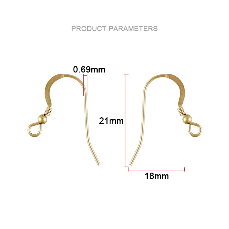 14K Gold Filled Ear Wire Flat w/Bead 2mm Bead (0.69mm) Gold Ear Wire for  Jewelry Making Handmde DIY Earrings Accessories