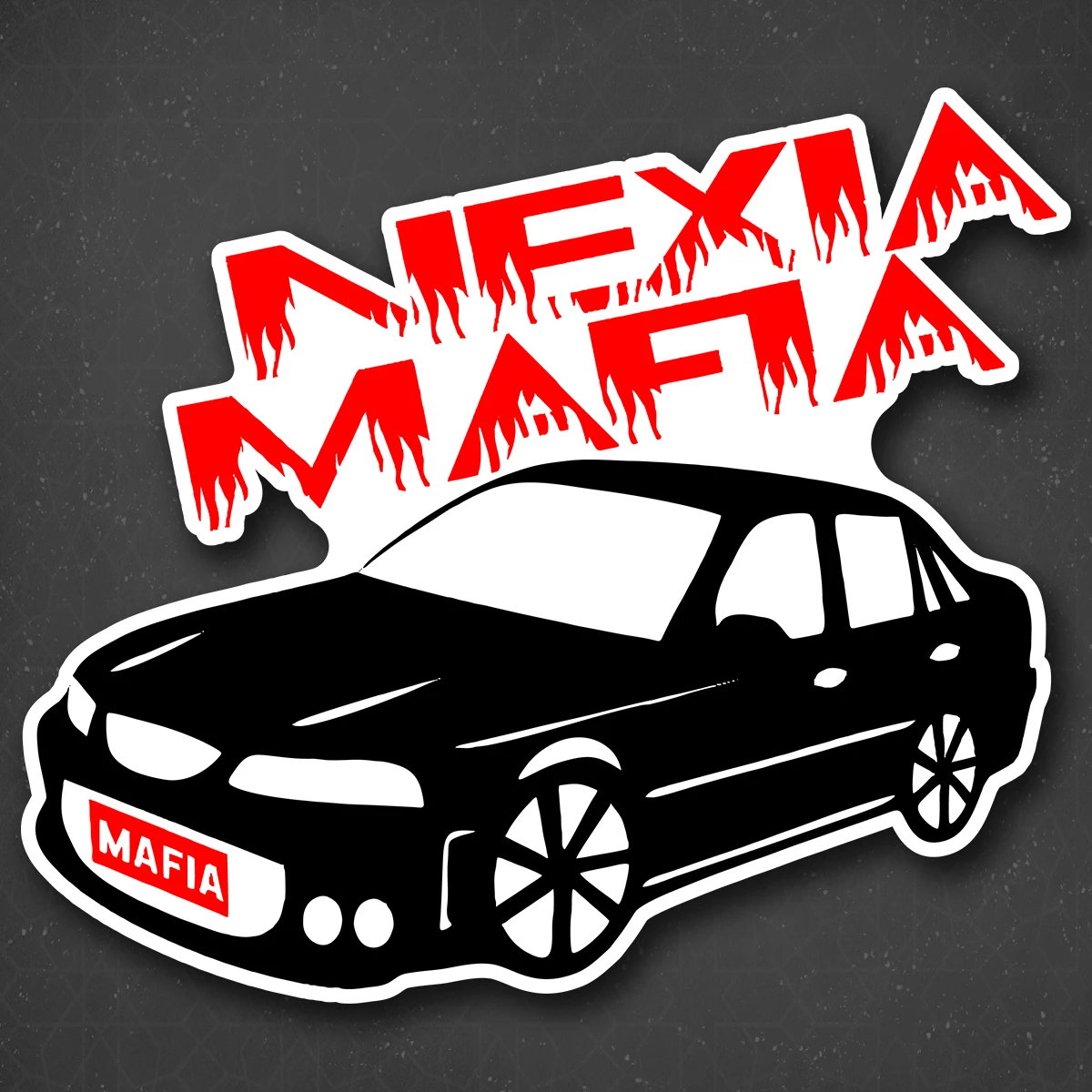 Наклейка на авто &quotNEXIA mafia - Нексия Мафия&quot 21X19 см |