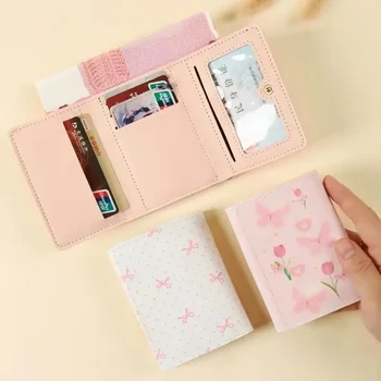 Portafoglio carino stile coreano da donna dolce colore rosa borsa con fiocco floreale portafoglio per carte per ragazza borsa per foto portamonete portatile da viaggio