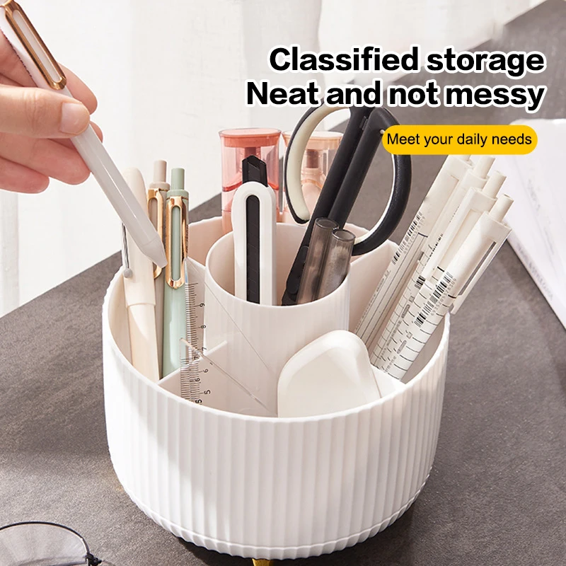 5 Slots 360°Rotating Makeup Brush Organizer Holder Multi-Functional Desktop Lipstick Cosmetic Storage Box For Vanity Bathroom 2