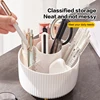 5 Slots 360°Rotating Makeup Brush Organizer Holder Multi-Functional Desktop Lipstick Cosmetic Storage Box For Vanity Bathroom 2