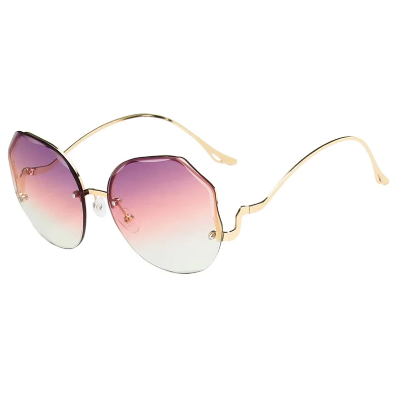 2023 Luxury Round Sunglasses Women Metal Curved Temples Eyewear Ocean  Rimless Fashion Designer Women's Sun Glasses Ladies UV400 - AliExpress