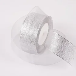 Colorful Satin Ribbon Set for Festive Decorations and DIY Crafts (Silver Glitter)
