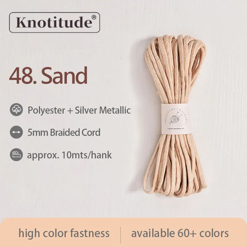 Silver Glossy Polyester Braid Rope with Shiny Lurex Metallic Finish - Ideal for DIY Jewelry Projects, 5mm x 10m